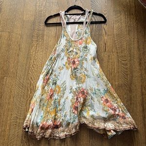 Free People Summer Floral Summer Dress with Gold Layering Tank